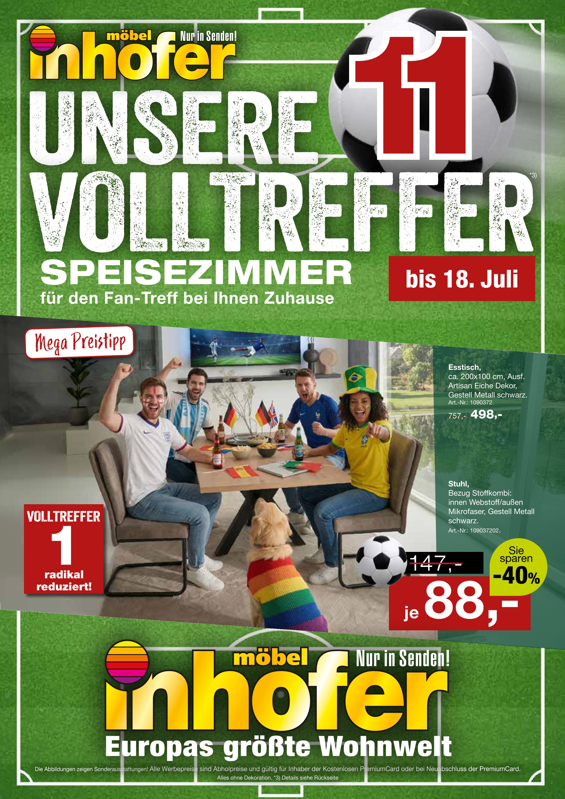 Möbel Inhofer Prospekt für Germaringen: UNSERE VOLLTREFFER - SPEISEZIMMER, 6 Seiten, 11.06.2026 - 18.07.2026